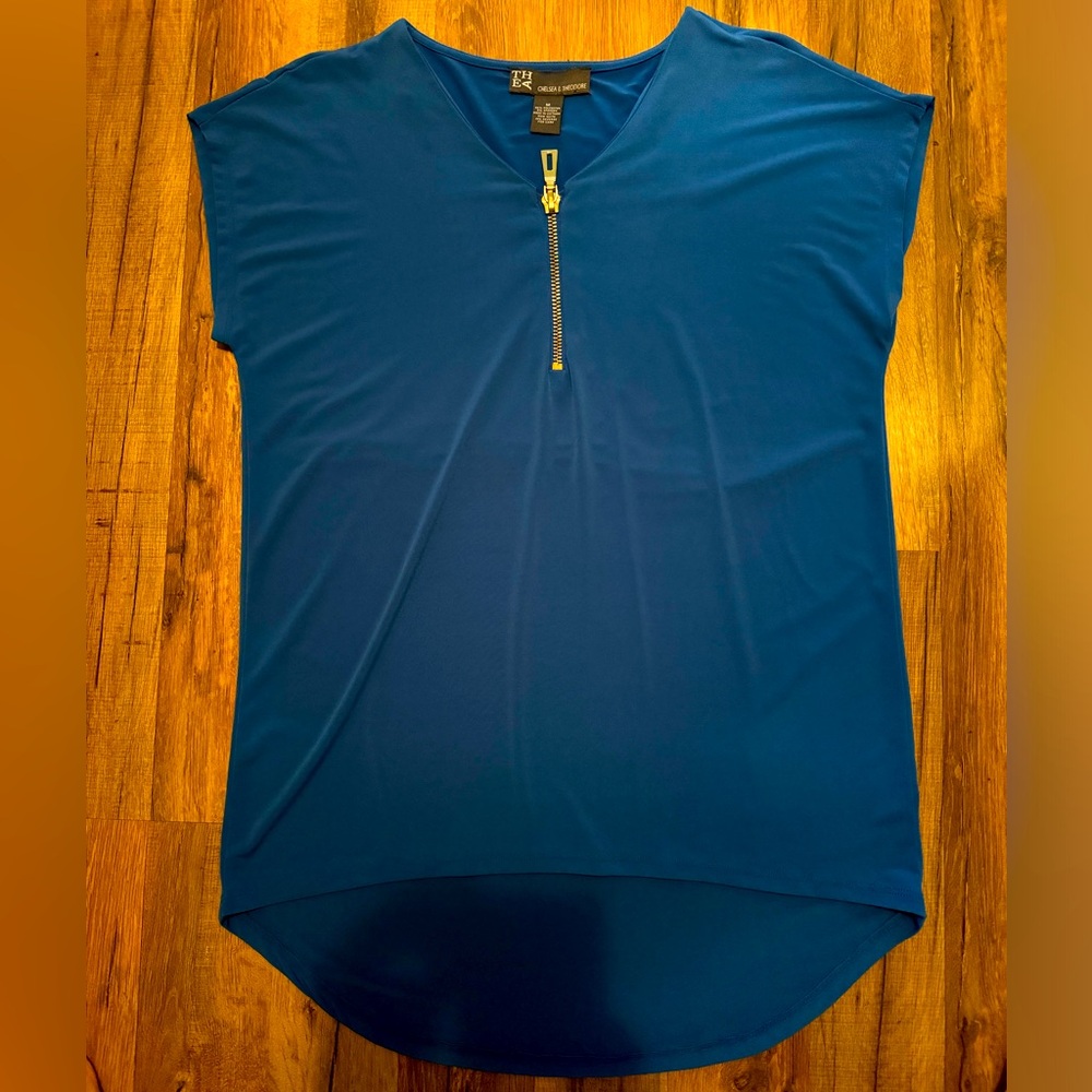 Royal Blue Blouse with Zipper